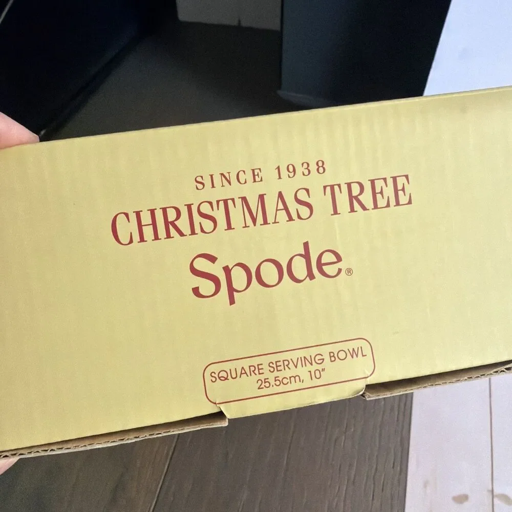 Spode 10” Square Serving Bowl Christmas Tree Pattern